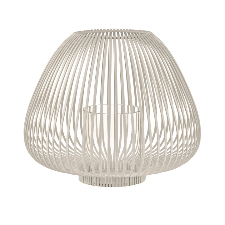 Lanterne Blomus LYVA grande taille, coloris Nomad, avec cylindre en verre : photo du catalogue Blomus, où la couleur paraît plus claire qu&