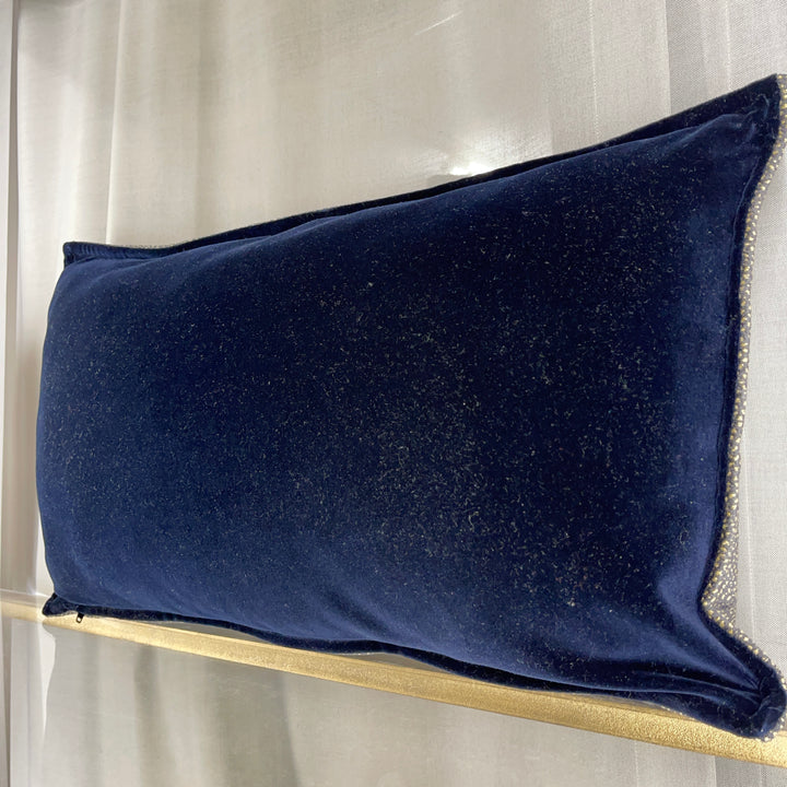 Small artisan-made cushion in velvet and fumé 60×40