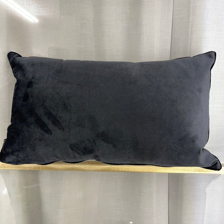 Kleines wendbares Dekokissen aus Samt 30×50 – Schwarz und Elfenbein