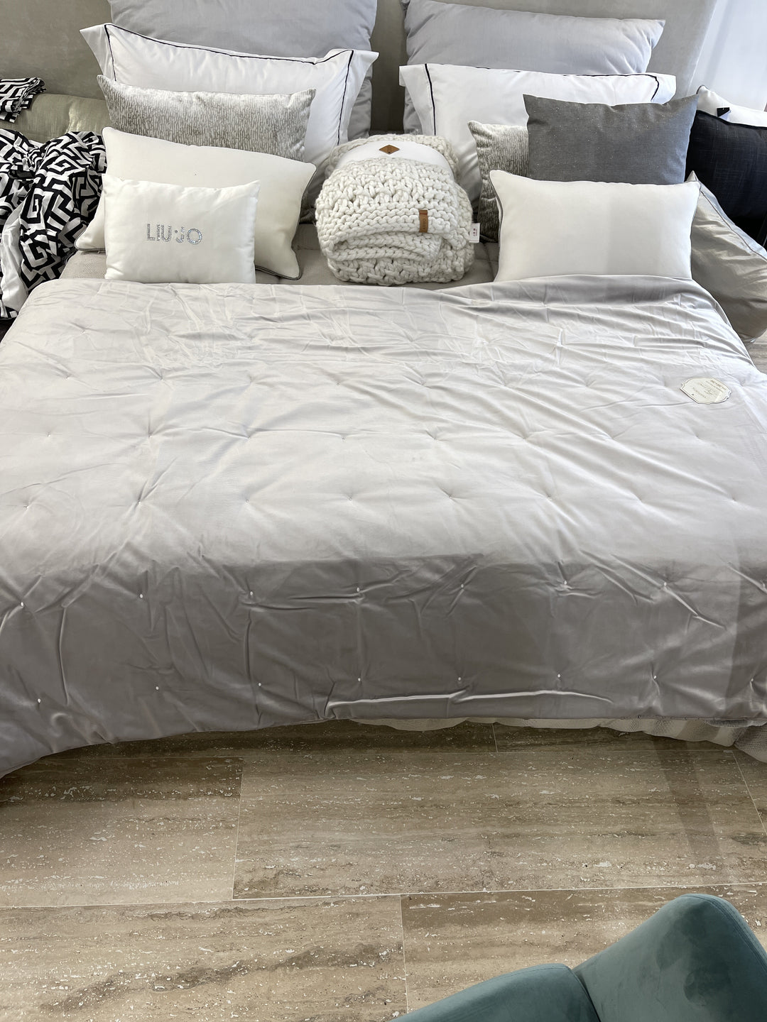 Couette 2 places en velours confectionnée en atelier 270×280